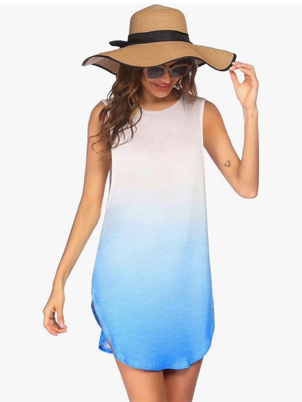NET Women’s Ombre Racerback Beach Cover up — White to Blue